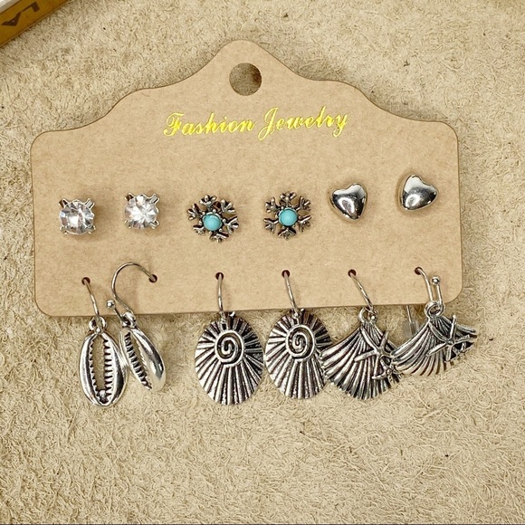 6pc Set Boho Beach Vibes Dangle + Stud Earrings - Picture 5 of 13